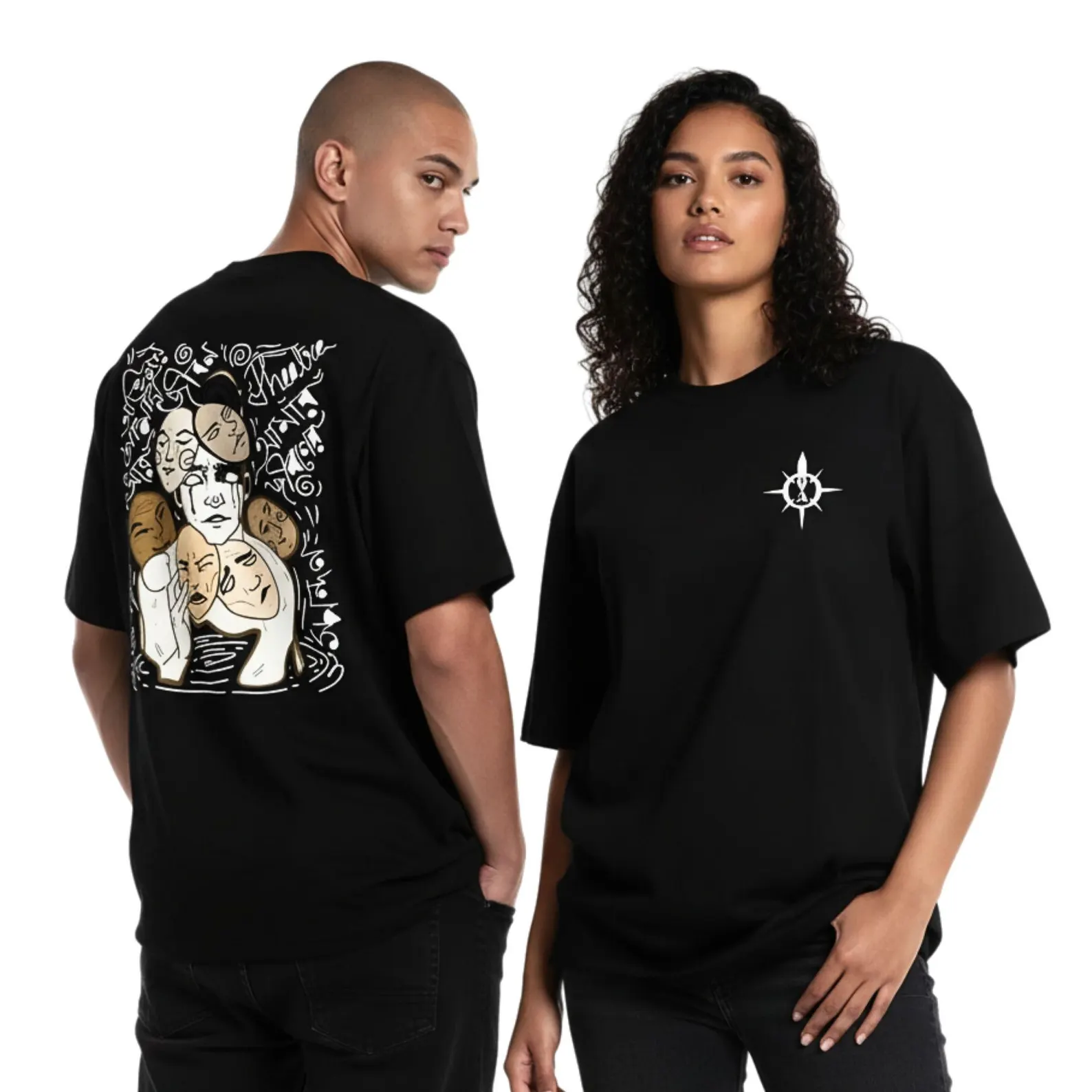 Theater Lovers Oversized Abstract Art T-Shirt | Heavyweight Cotton Streetwear Tee